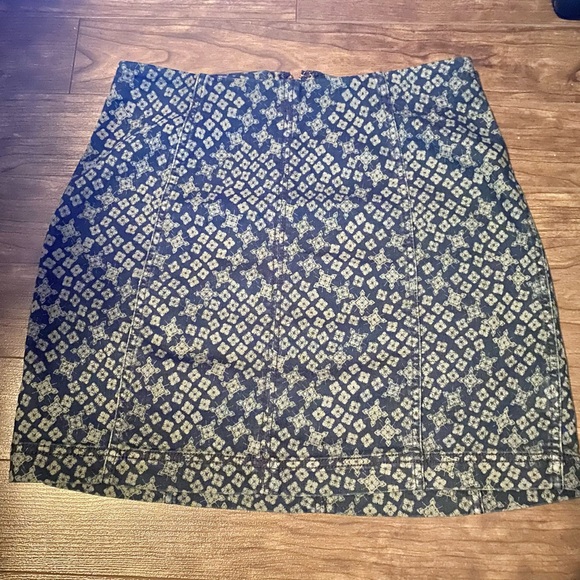 Free People patterned jean mini skirt - Picture 1 of 6